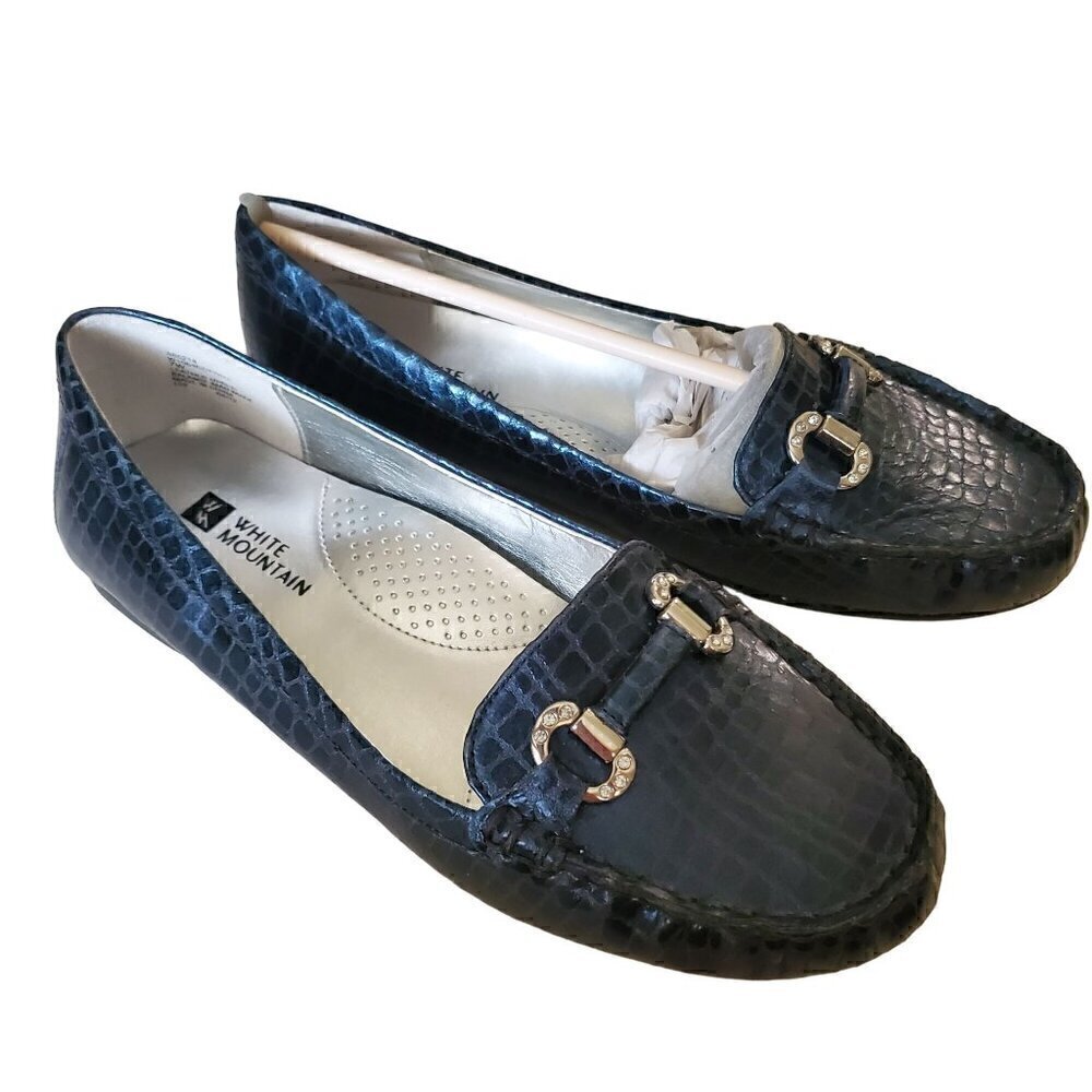 White Mountain Navy Blue Loafers, Woman's Navy Loafers